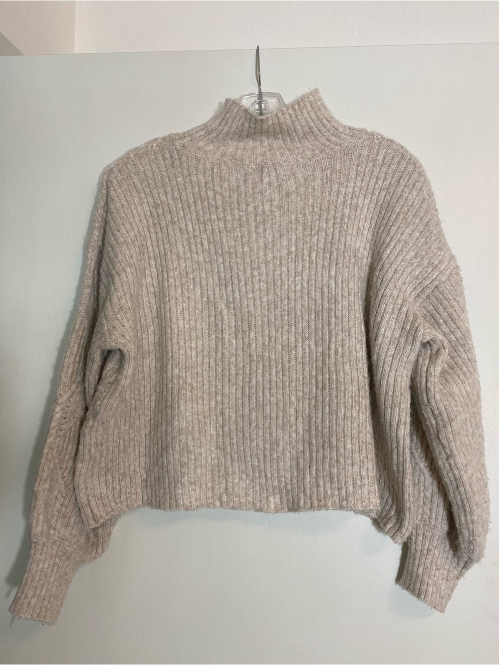 Lush Cream Knit Mock Neck Sweater Size S - Picture 3 of 9